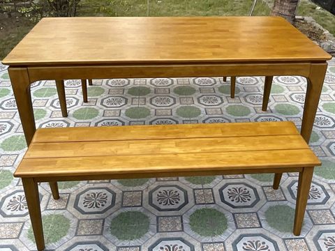  Bộ Bàn Ghế Gỗ Ngoài Trời 1 Bàn 2 Băng Ghế - Gỗ Cao Su Tự Nhiên 