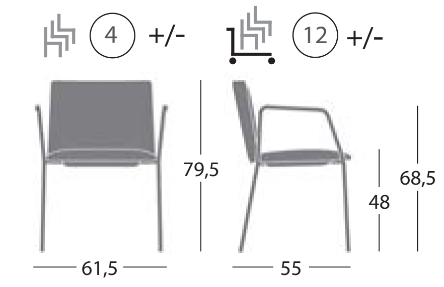 Ghế STAMP 4 LEGS ARMREST