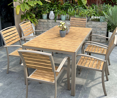  Bộ bàn ghế composite nhập khẩu ( 1 bàn và 6 ghế) 