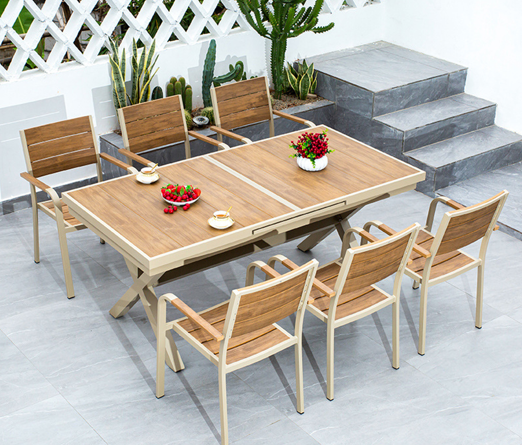 Bàn nhôm composite mở rộng nhập khẩu chân chéo 180/240