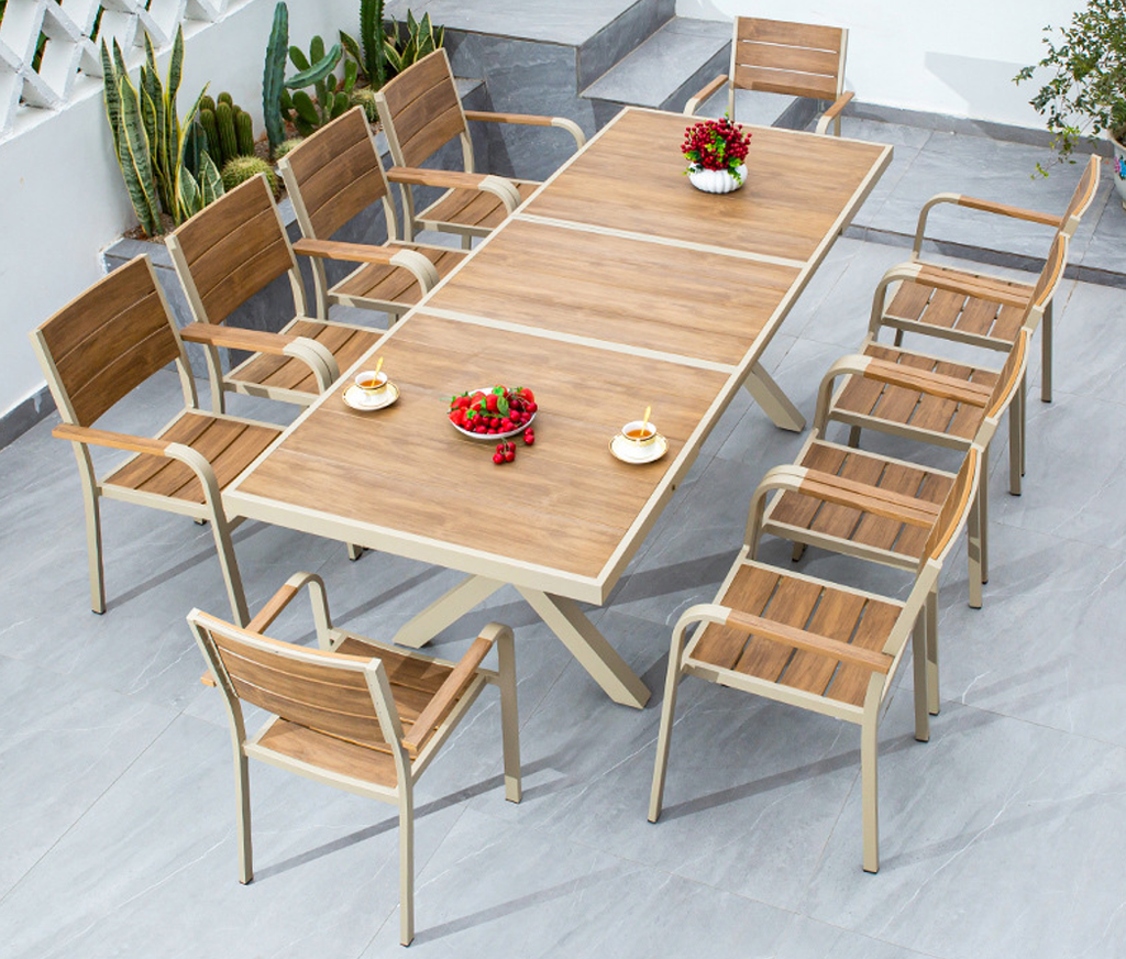 Bàn nhôm composite mở rộng nhập khẩu chân chéo 180/240