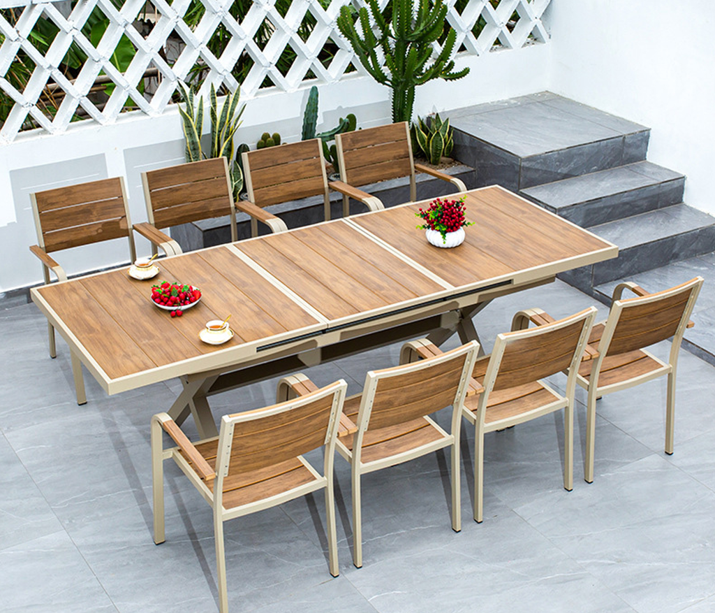 Bàn nhôm composite mở rộng nhập khẩu chân chéo 180/240
