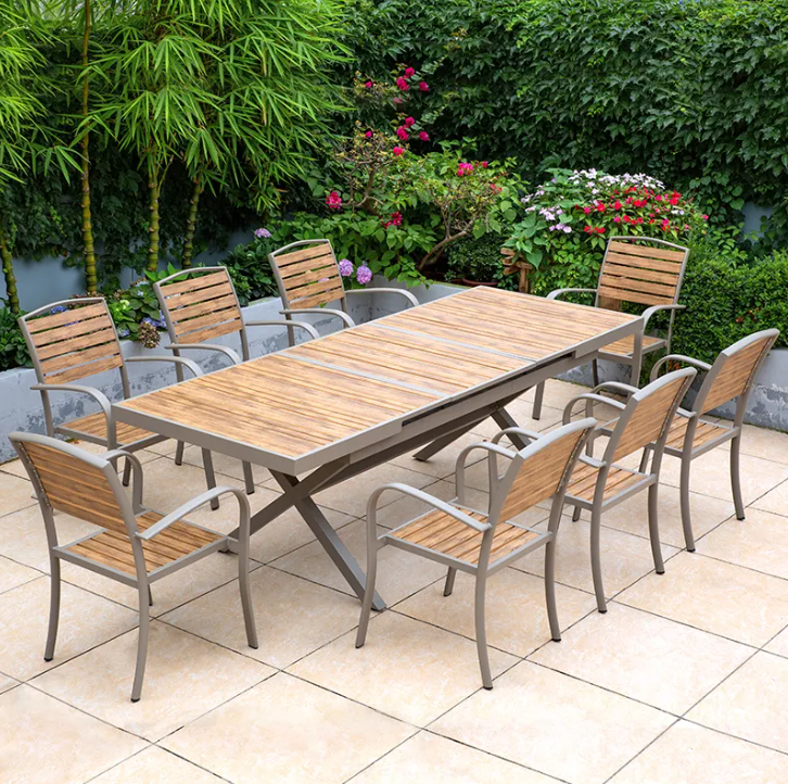 Bộ bàn mở rộng 180/240 - 8 ghế composite nhập khẩu