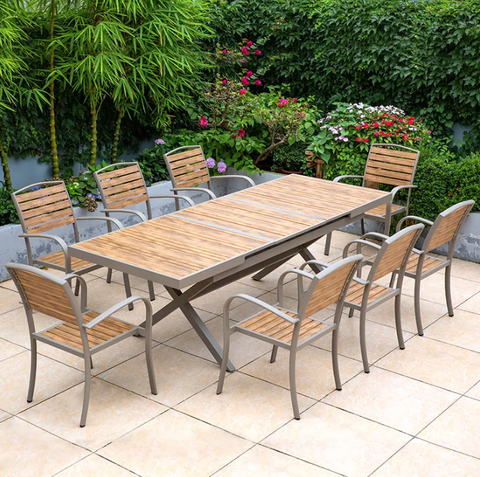  Bộ bàn mở rộng 180/240 - 8 ghế composite nhập khẩu 