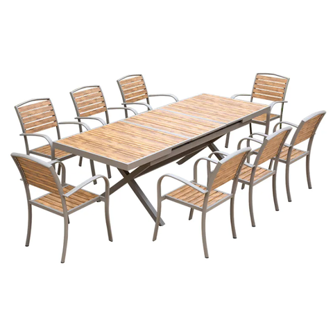  Bộ bàn mở rộng 180/240 - 8 ghế composite nhập khẩu 