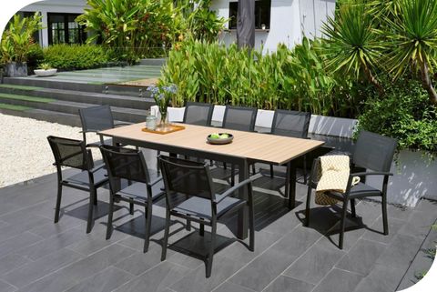  Bộ Bàn Ghế Ngoài Trời 8 Ghế Khung Nhôm 1 Bàn Mở Rộng 174/237cm 