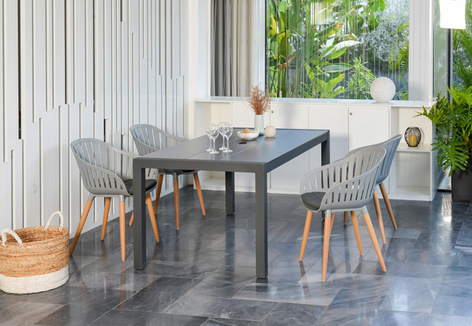 Bộ bàn ghế ngoài trời - bộ bàn ăn Carabana và 4 ghế Cannes