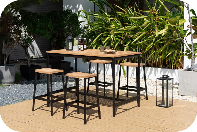 Bộ bàn ghế ngoài trời - Bendigo 4 ghế bar thấp