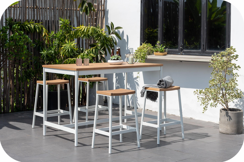 Bộ bàn ghế ngoài trời - Bendigo 4 ghế bar thấp