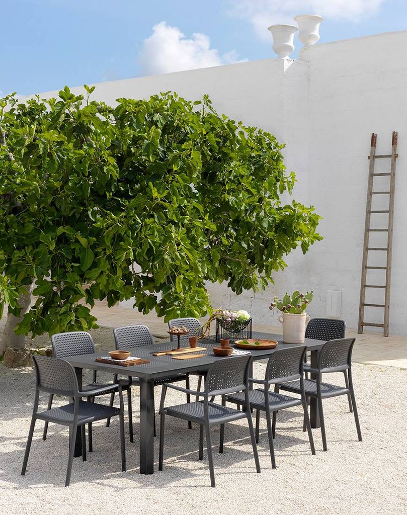 Bộ Bàn 8 Ghế nhập khẩu Ngoài Trời-DurelTop /chân nhôm/nhựa sợi thủy tinh Levante - Bora