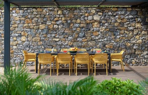  Bộ bàn 10 ghế nhập khẩu ngoài trời-DurelTop /chân nhôm/nhựa sợi thủy tinh Rio210/280 - Net chair 