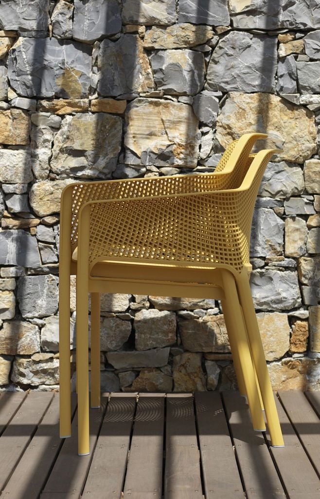Bộ bàn 10 ghế nhập khẩu ngoài trời-DurelTop /chân nhôm/nhựa sợi thủy tinh Rio210/280 - Net chair