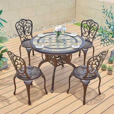  Bộ bàn ghế nhôm đúc mặt đá nhập khẩu (1 bàn D94 và 4 ghế) 