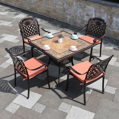  Bộ bàn ghế nhôm đúc mặt đá nhập khẩu (1 bàn D90 và 4 ghế) 