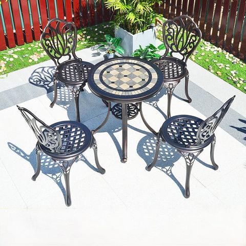  Bộ bàn ghế nhôm đúc mặt đá nhập khẩu (1 bàn D60 và 4 ghế) 