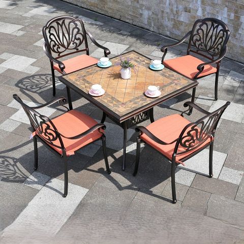  Bộ bàn ghế nhôm đúc mặt đá nhập khẩu (1 bàn D90 và 4 ghế) 