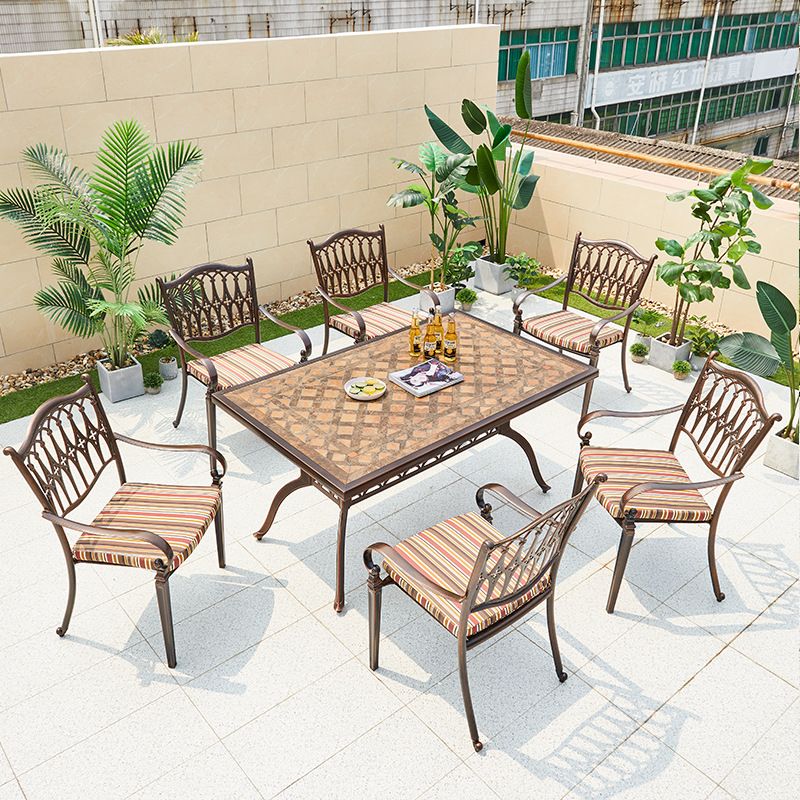 Bộ bàn ghế nhôm đúc mặt đá nhập khẩu (1 bàn D150 và 6 ghế)