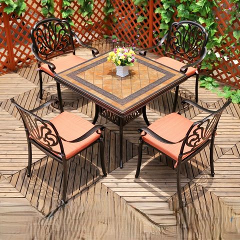  Bộ bàn ghế nhôm đúc mặt đá nhập khẩu (1 bàn D80 và 4 ghế) 