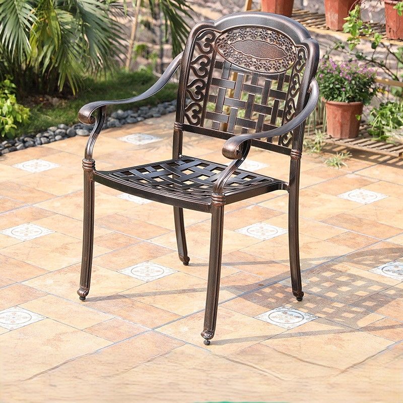 Bộ bàn ghế nhôm đúc mặt đá nhập khẩu (1 bàn D120 và 6 ghế)