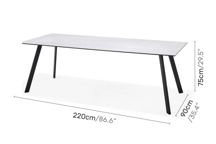 Opal rectangular table 220x90cm