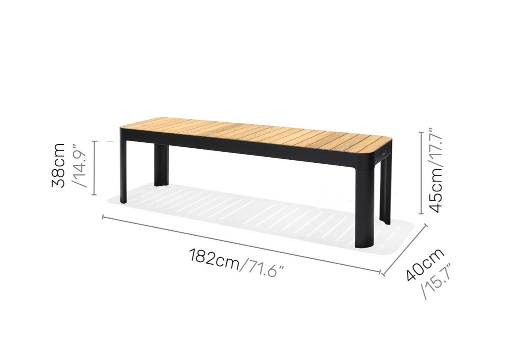 Bộ bàn ghế ăn ngoài trời - Bàn dài chữ nhật 210 - 2 Ghế băng 182 PORTALS