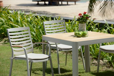  Bộ Bàn Ghế Cafe Ngoài Trời 4 Ghế Nhôm Aluminium / 1 Bàn  - PORTALS  95/ Light 