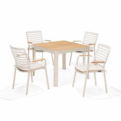  Bộ Bàn Ghế Cafe Ngoài Trời 4 Ghế Nhôm Aluminium / 1 Bàn  - PORTALS  95/ Light 