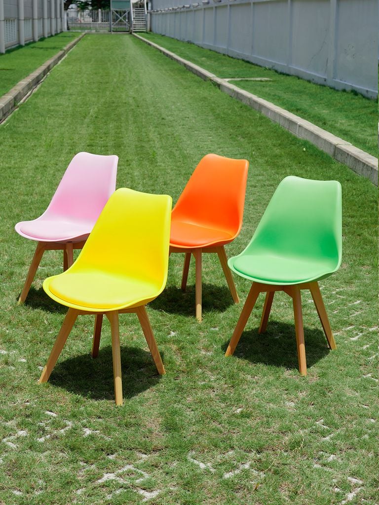 GHẾ CAFE NHỰA NGUYÊN SINH BỌC NỆM PU CHÂN GỖ