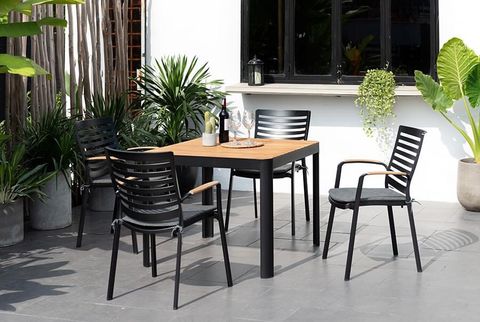  Bộ Bàn Ghế Cafe Ngoài Trời 4 Ghế Nhôm Aluminium / 1 Bàn  - PORTALS  95/ Dark 