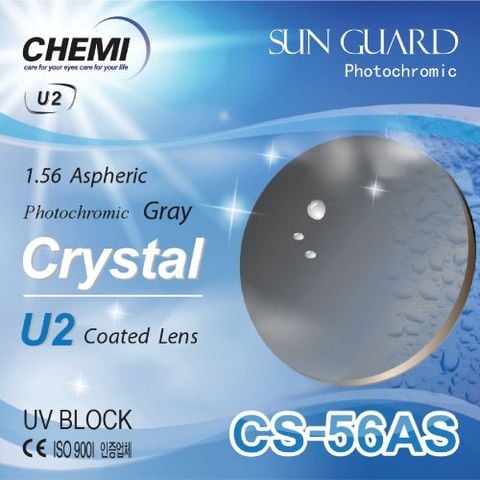 Tròng kính cận - viễn - loạn ĐỔI MÀU khói Chemi U2 Crystal số 1 Hàn Quốc