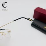 Gọng kính khoan cao cấp mạ vàng Cartier CT0343O - 001