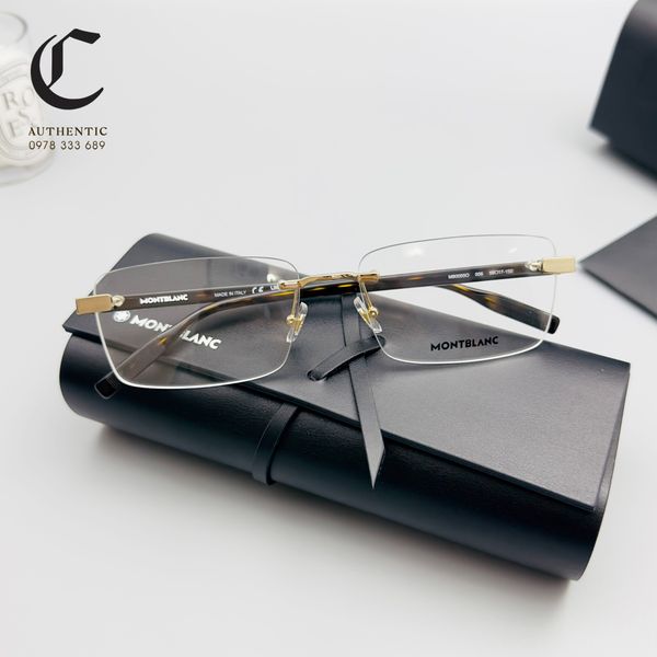 Gọng kính khoan cao cấp mạ vàng Montblanc MB0055O - 006