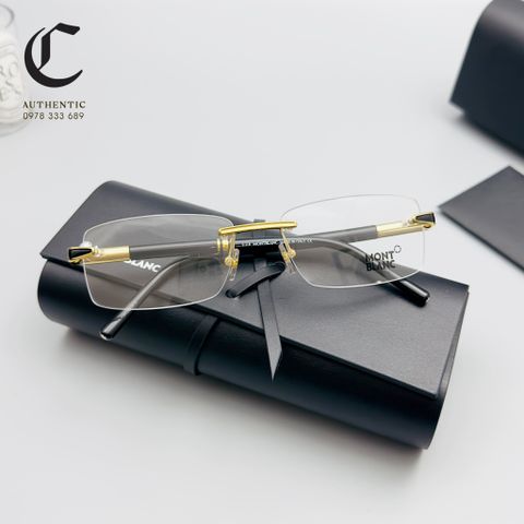 Gọng kính khoan cao cấp mạ vàng Montblanc MB 490 030