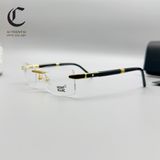 Gọng kính khoan cao cấp mạ vàng Montblanc MB 490 030