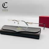Gọng kính khoan cao cấp mạ vàng Cartier CT0050O