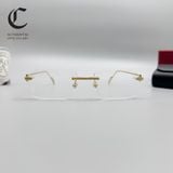 Gọng kính khoan cao cấp mạ vàng Cartier CT0162O - 001