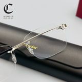 Gọng kính khoan cao cấp mạ vàng Cartier CT0343O - 002