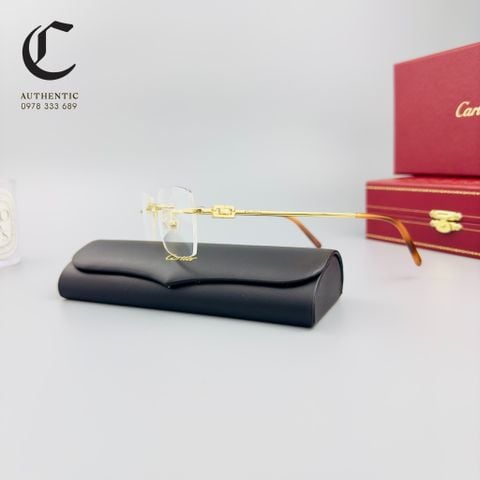 Gọng kính khoan cao cấp vàng đúc 18K Cartier CT0069O - 001