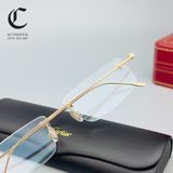 Gọng kính khoan cao cấp vàng đúc 18K Cartier CT0070O - 003