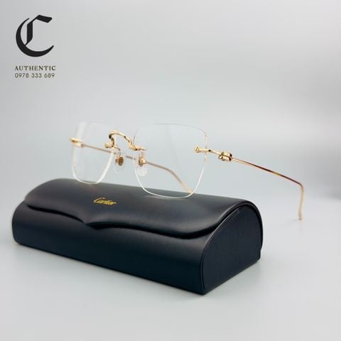 Gọng kính khoan cao cấp vàng đúc 18K Cartier CT0379O - 001