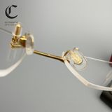 Gọng kính khoan cao cấp mạ vàng Cartier CT0045O 002