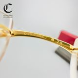 Gọng kính khoan cao cấp mạ vàng Cartier CT0045O 002