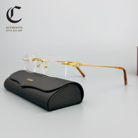 Gọng kính khoan cao cấp mạ vàng Cartier CT0045O 002
