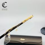 Gọng kính khoan cao cấp mạ vàng kết hợp sừng Cartier CT0411O 001