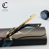 Gọng kính khoan cao cấp mạ vàng kết hợp sừng Cartier CT0411O 001