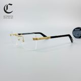 Gọng kính khoan cao cấp mạ vàng kết hợp sừng Cartier CT0411O 001
