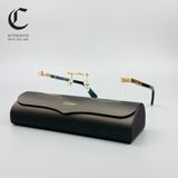 Gọng kính khoan cao cấp mạ vàng kết hợp sừng Cartier CT0411O 001