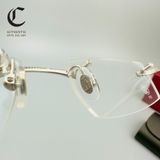 Gọng kính khoan cao cấp mạ vàng Cartier CT0045O 001