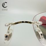 Gọng kính khoan cao cấp mạ vàng Cartier CT0290O 002
