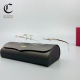Gọng kính khoan cao cấp mạ vàng đầu báo Cartier CT0061O 003